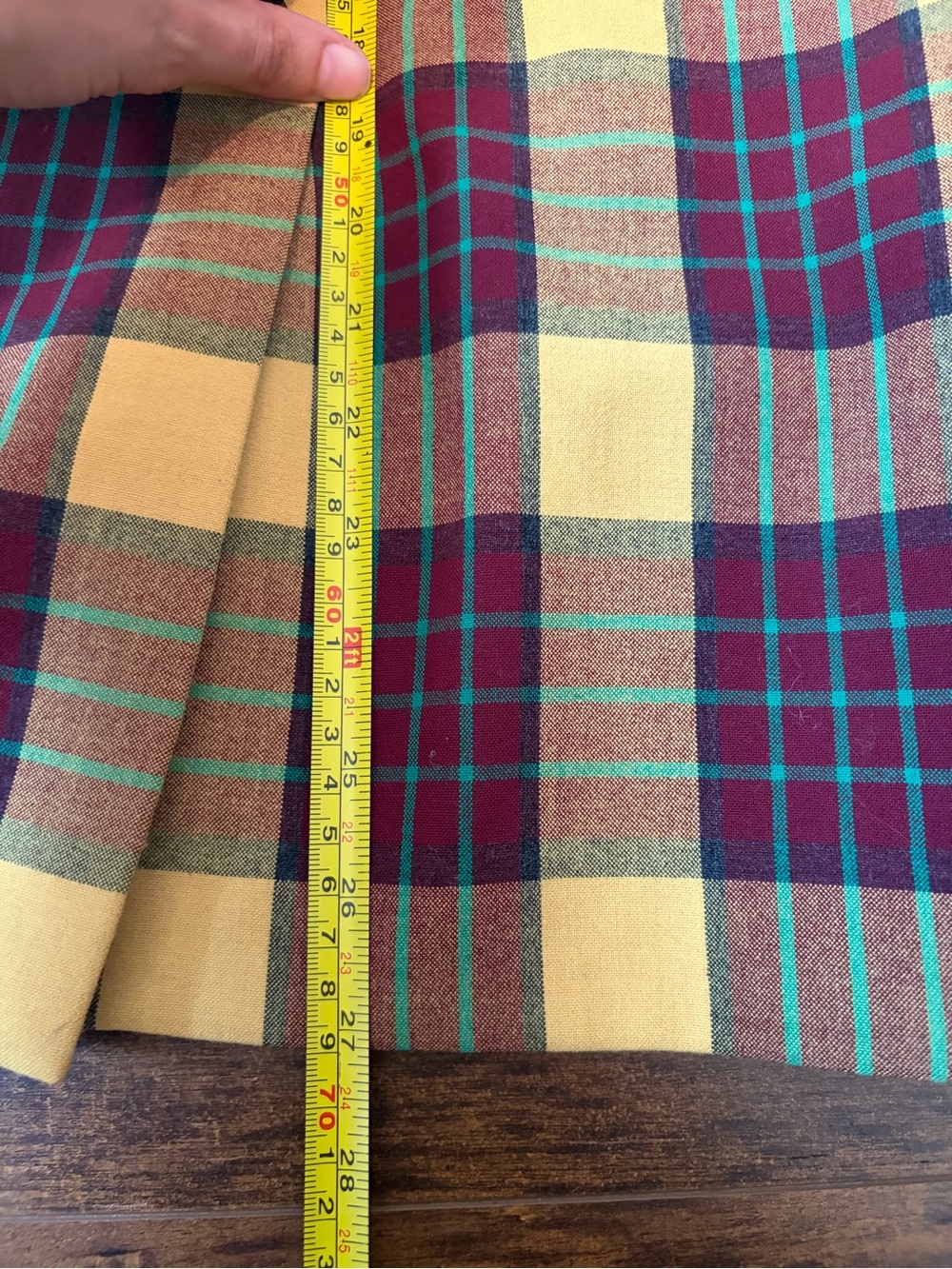 Aritzia Yellow and Burgundy Plaid Button-Front Pencil Skirt - Picture 5 of 9
